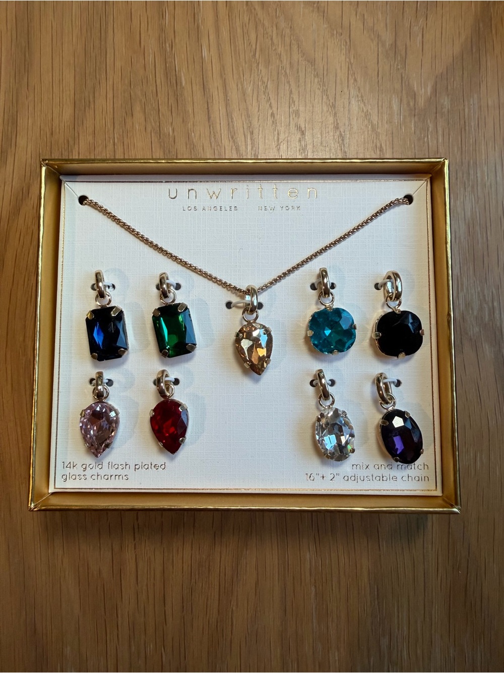 Unwritten Gold-Plated Necklace with Multicolor Glass Charms